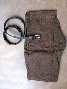 Paisley Print New Pants & Belt