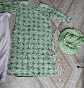 Green Embroidered Salwar Kameez Set
