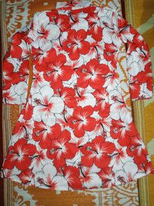 Red Hibiscus Print Dress