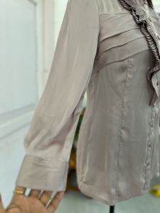 Ruffled Front Button Down