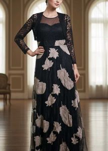 Elegant Black Floral Gown/maxi dress