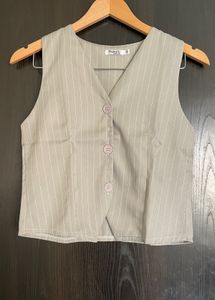 Striped Button-Down Vest