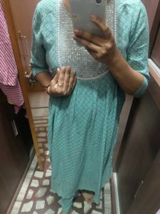 Sea Green Colour Nyra Three Piece Suit Set