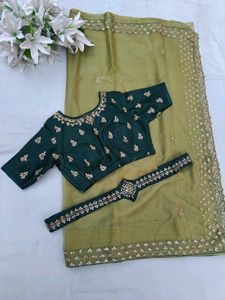 Green Organza Saree