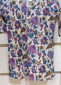 Short Floral Print Kurta