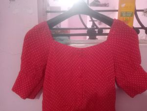 Polka Dot Red Crop Top