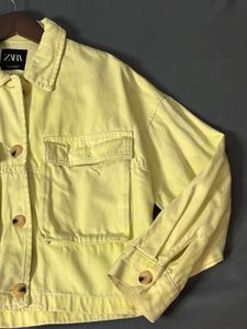 ZARA neon Green Denim Jacket