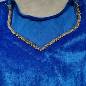 Blue Soft Velvet Kurta Salwar