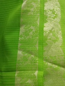 Elegant Green Saree with Silver Border