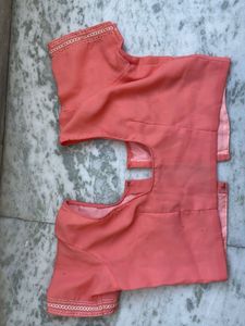Peach Readymade Saree Blouse