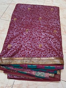 New Saree In Pleating Banarasi Silk Fabric