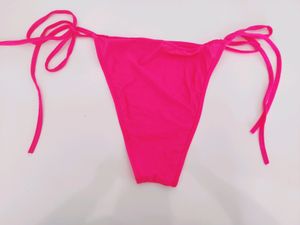 Pink Thong With Tie Ups