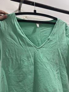 Green V-Neck Top