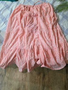 Peach Floral Tiered Skirt