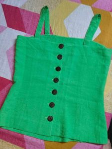 Green Button-Down Top