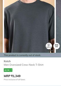 KETCH Men Oversized  Crew Neck T-shirt