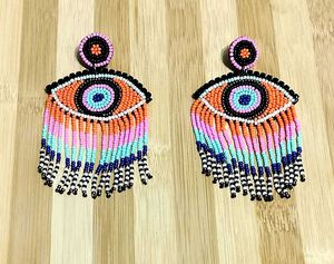EVIL EYE BEADED EARRINGS 🧡