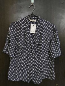 Navy Polka Dot Top