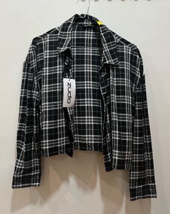 Zudio Black Crop Plaid Shirt