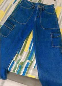 Cargo Denim High Rise Jeans Six Pockets