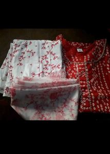 Red &amp; White Ethnic Print Dress
