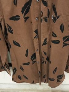 Brown Leaf Print Shirt