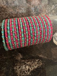 Leaf Design Glass Bangles  For Women’s And Girl