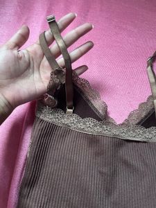 Brown Lace Trim Bralette