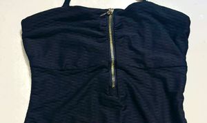 Black Halter Zip One-Piece