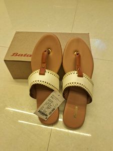 White &amp; Brown Thong Sandals