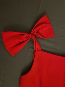 Red Skater Dress with Shoulder Bow Detail
