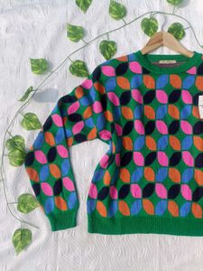 Y2k Colorful Pattern Pullover 💚