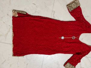 Red &amp; Gold Embellished Suit