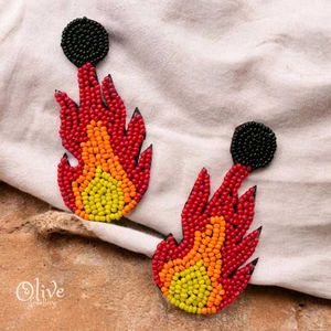 Flame Beaded Earrings