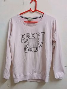 Baby Pink Printed Full sleeves Sweatshirt