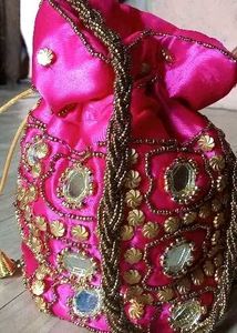 bag Maroon Women Potli for Wedding, Puja or PartyM