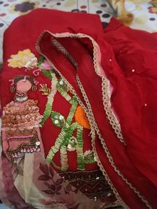 Red Embroidered Kurta Set