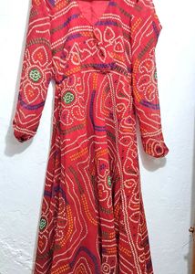 Red Bandhani Print Dress