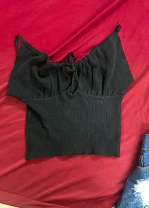 Black Tie-Front Cami Top