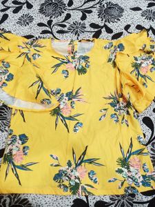 Yellow Floral Print Top