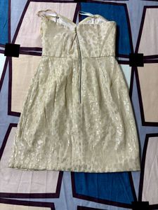 Gold Strapless Party Dress