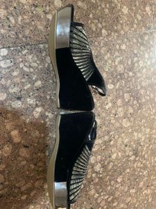 Velvet Black Colour Sandles Wedges