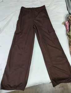 Brown Wide Leg Cargo Pants