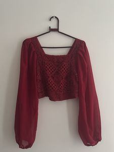 Burgundy Crochet Crop Top