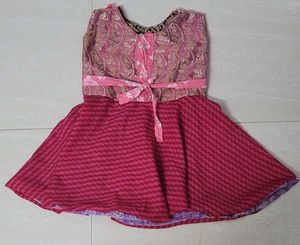 Pink &amp; Gold Brocade Dress