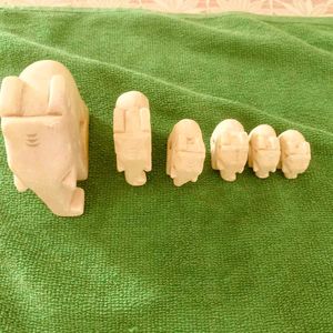 Vintage Hand Carved Stone Elephants