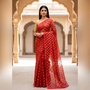 Elegant Red Printed Saree