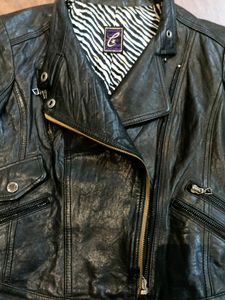 Cropped Leather Jacket With Great Zipper Details
