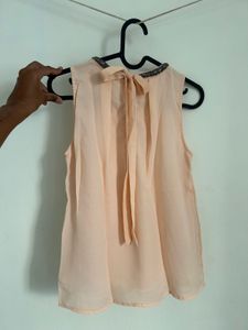 Peach Beaded Sleeveless Top