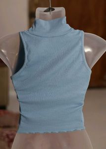 Blue High Neck Top